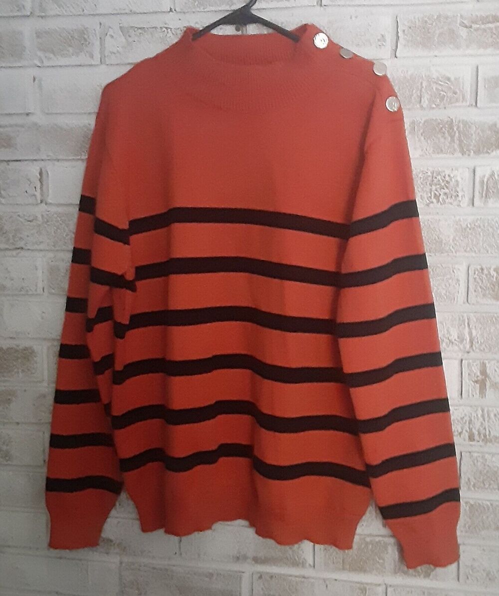 Kirundo NWT Parisian Stripe Sweater sz XL Orange & Black Super Soft